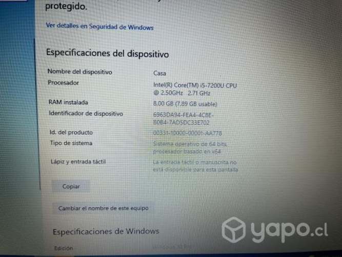 Noteboo HP i5 Septima Generacion