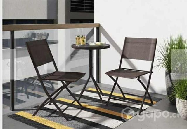 Juego de Balcón 3 Piezas con sillas plegables