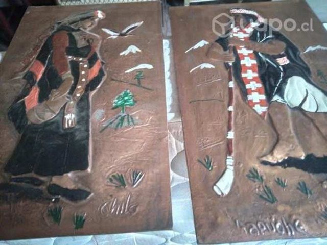 Par de antiguos cuadros cobre