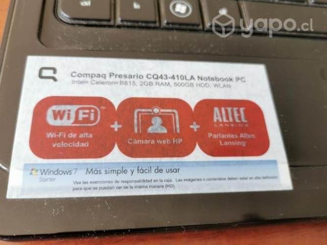 Notebook Compaq presario CQ43