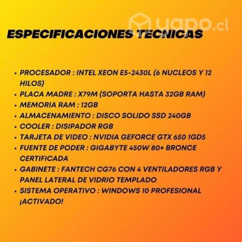 PC Gamer Alto Redimiento para Juegos y Ofimatica