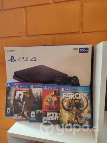 PS4 Slim en caja + 6 juegos
