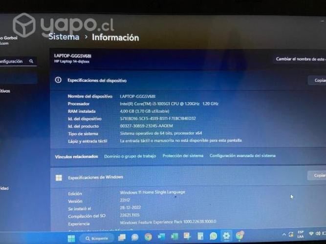Laptop HP Intel core i3 14 pulgadas