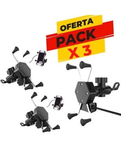 Pack Soporte de teléfono para moto tipo araña USB