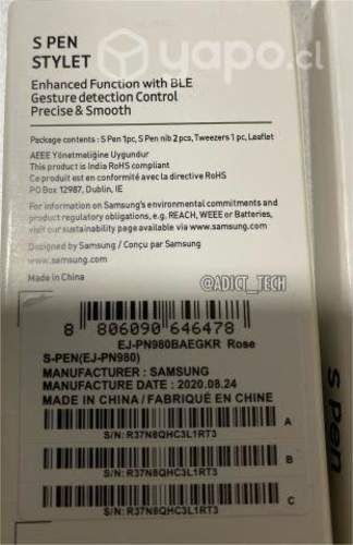 Lapiz S Pen note 20 y note 20 ultra