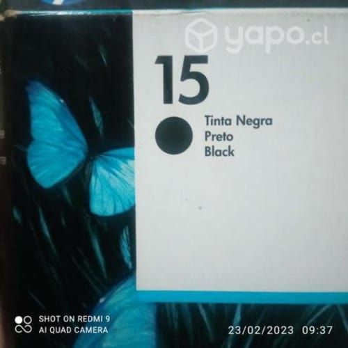 Tinta hp 15 black original de alta