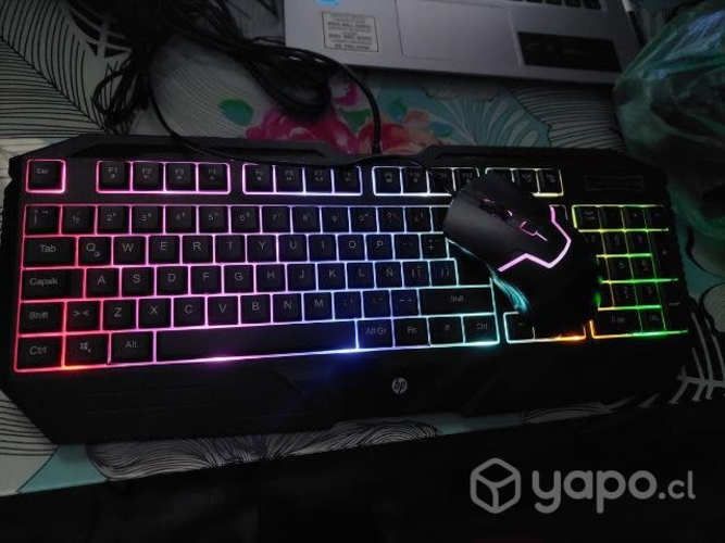Kit gamer teclado y mouse retroiluminado usb hp gk