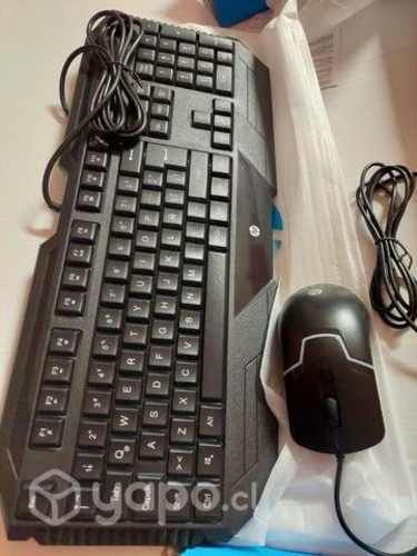 Kit gamer teclado y mouse retroiluminado usb hp gk