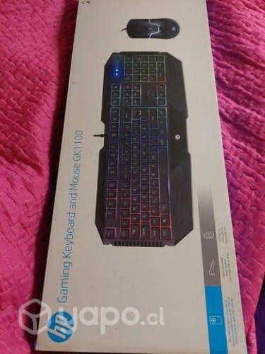 Kit gamer teclado y mouse retroiluminado usb hp gk