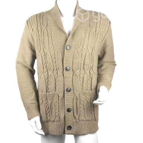 Chaleco Tejido Trenzado Café Claro Abotonado GD