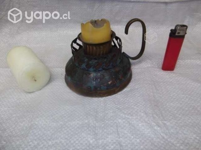 Antiguo Porta Cirio De Bronce/fierro