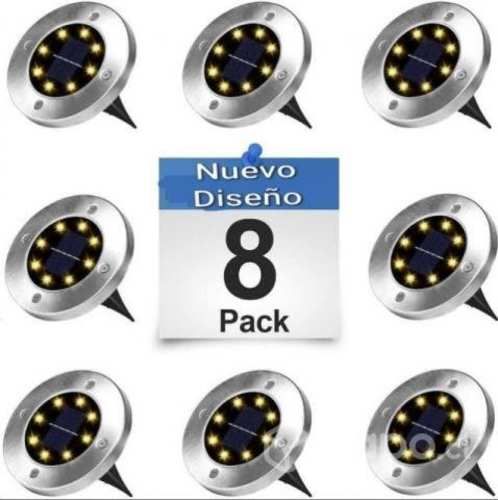 Pack 8 Luz Solar 8 Led Con Estaca Exterior Tierra
