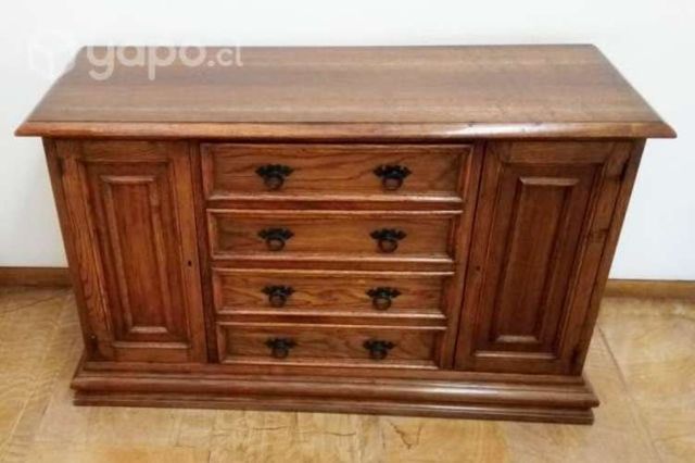 Cómoda 4 cajones y 2 puertas encina vintage