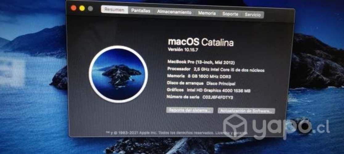 Notebook macbook pro 2012 ssd 750 GB