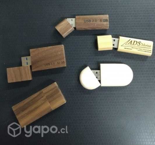 Pendrive de madera grabable ovalados y rectangular