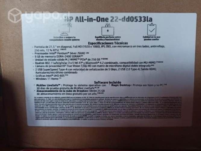 Computador Hp all in one 22