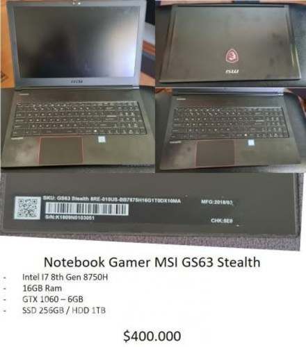 Notebook Gamer MSI GS63 Stealth