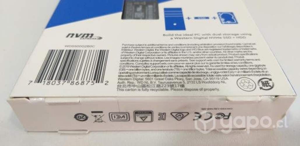 SSD WD NVMe M.2, 500 GB, NUEVO SELLADO