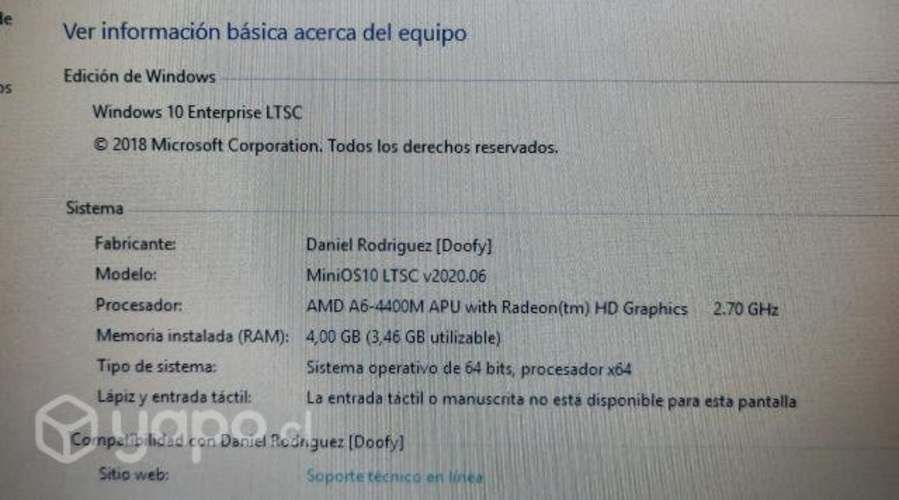 Notebook Samsung AMD A-6 PRO 2.70 GHZ 4GB RAM