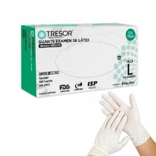 GUANTE EXAMEN DE LATEX TRESOR Talla L