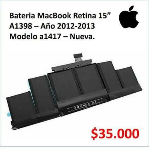 Batería MacBook Pro Retina 15A1398 2012-2013 Nueva