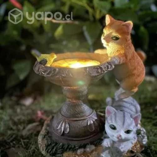 Estatua de Gato -Escultura con lámpara solar led