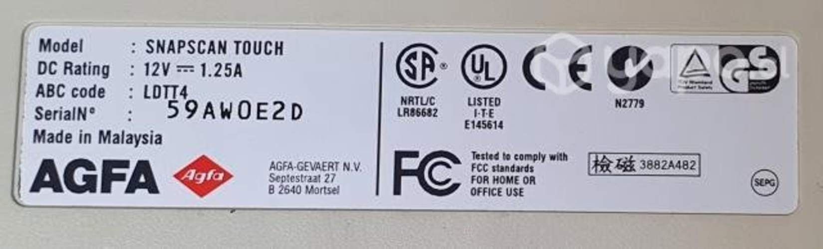 Escaner AGFA Snapscan Touch