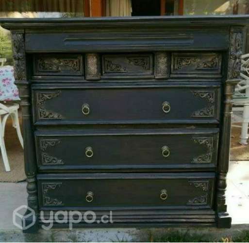 Cómoda negra patinada polvo de oro