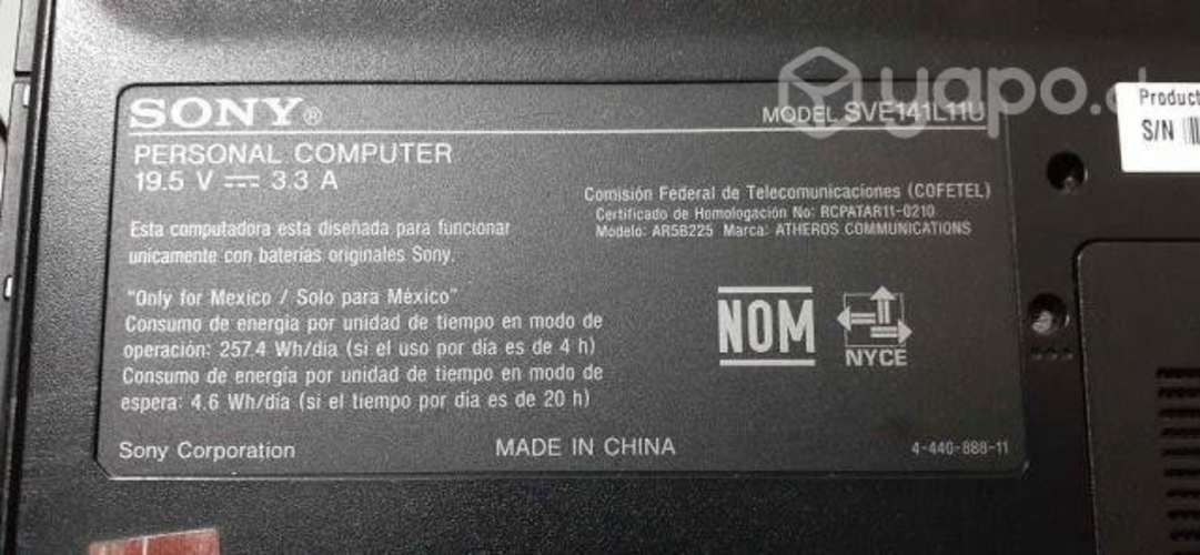 Notebook Sony Vaio