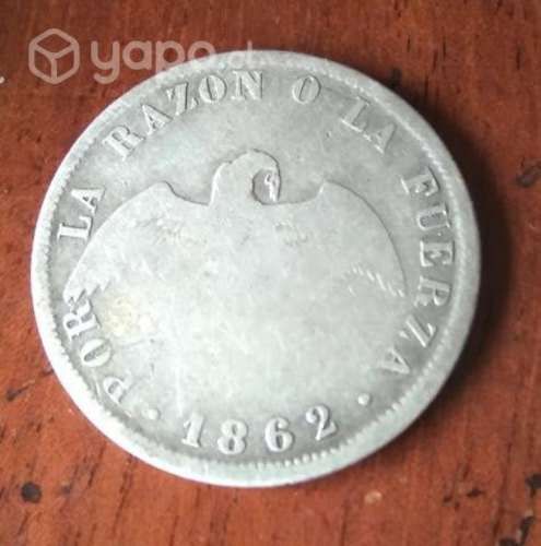 Moneda antigua 20 centavos 1862