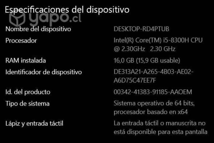 Lenovo Y730 en perfectas condiciones