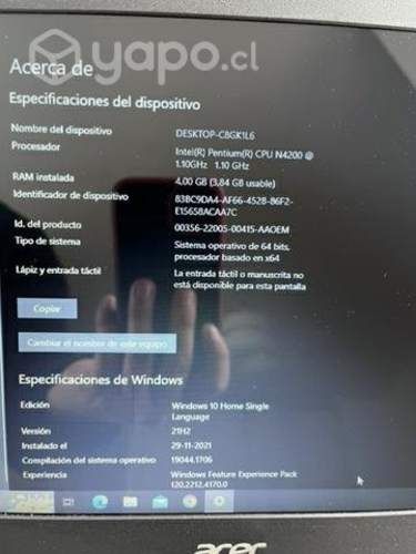 Notebook acer en excelente estado
