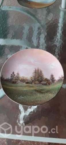 Plato pintado al oleo