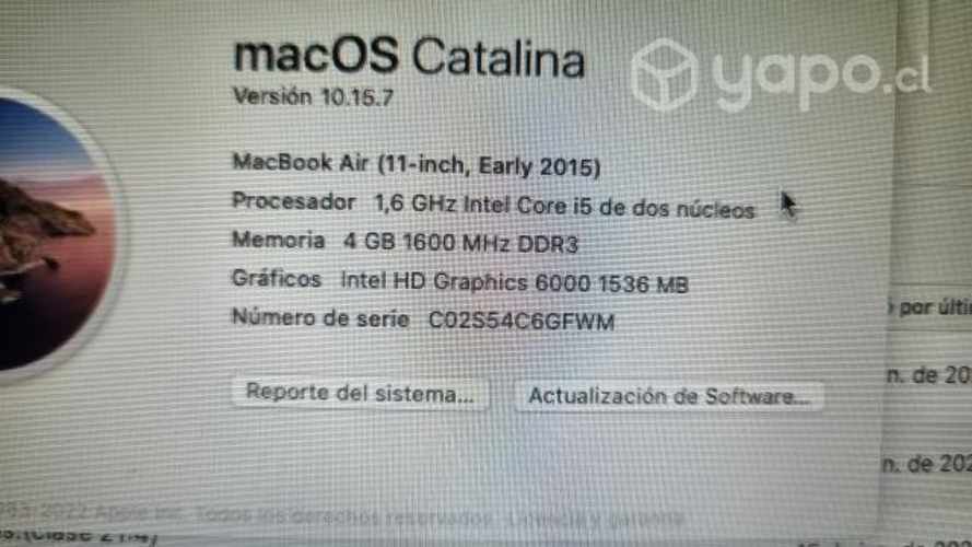 Macbook air 2015 + 2 cargadores originales