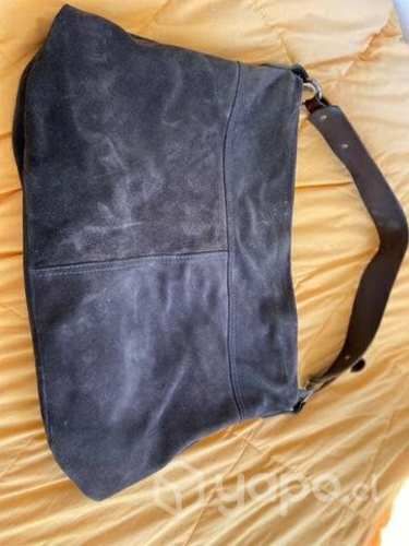 Cartera de gamuza natural y correa de cuero mujer