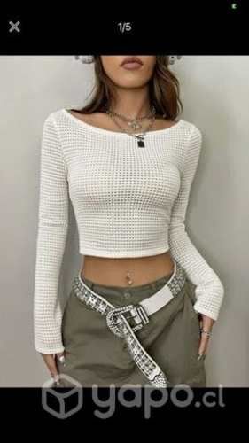 Top beis cuello largo