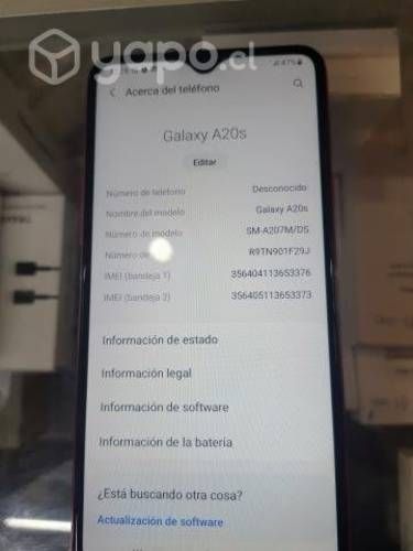 Samsung A20s duo de 64 gb rojo
