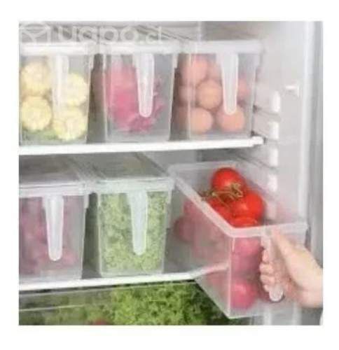 Organizador Refrigerador Transparente Con Tapa Y M