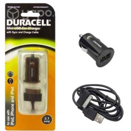 Cargador Duracell 2.1Amp Con Cable Iphone 30 Pin,