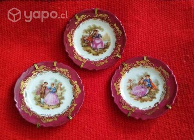 Porcelana Limoges platitos de colección 3 piezas