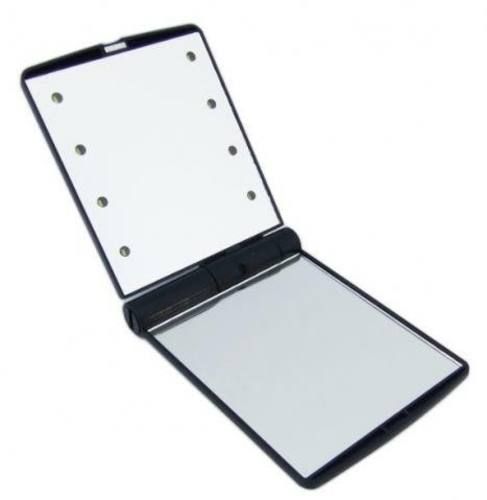 Espejo Mini Con 8 LED, Plegable, Ideal Maquillaje