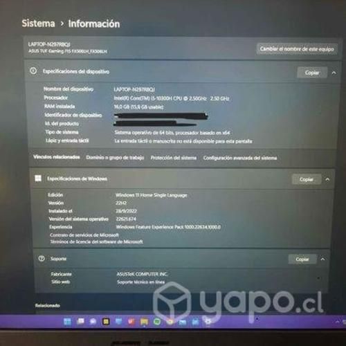 Notebook ASUS TUF Gaming F15 2022 16GB RAM