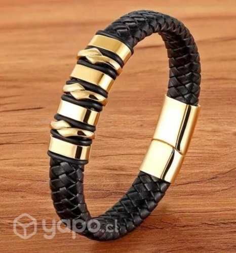 Pulsera Cuero y Acero Inoxidable Hombre Mujer
