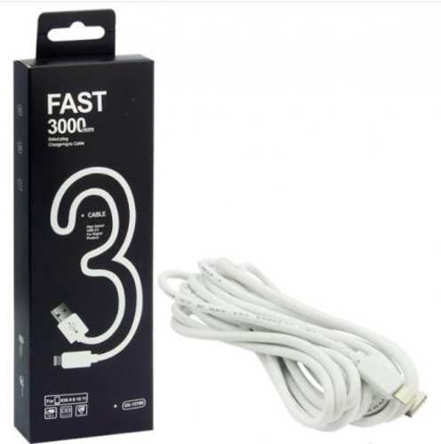 Cable Para Iphone De 3 Metros, Fast Charge Y Data