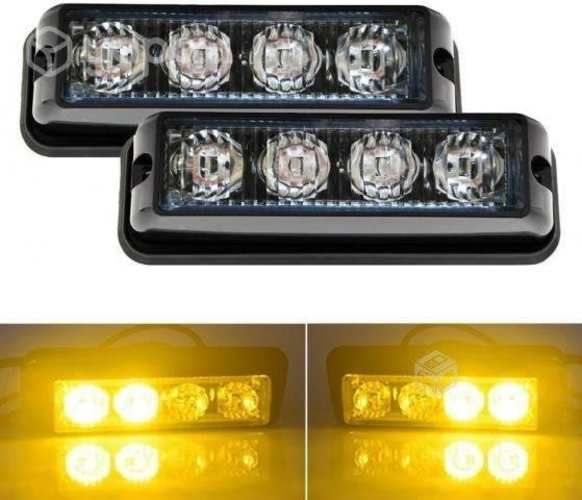 Neblinero 4 LED Auto 12v Emergencia Ambar Strobo