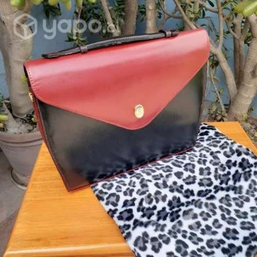 Cartera maletín cuero rojo negro Lowe Daniel