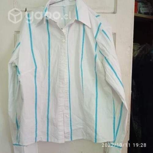 Camisa blanca rayas algodón