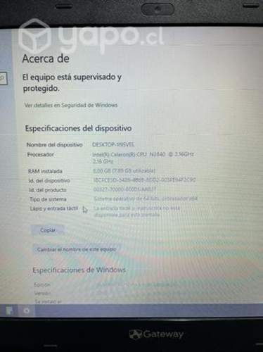 Laptop Gateway 100% operativa
