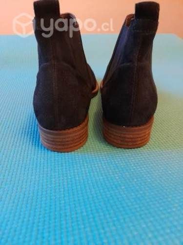 Zapato cuero gamuza azul marino