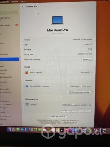 MacBook Pro M1 256gb 8 ram 2021